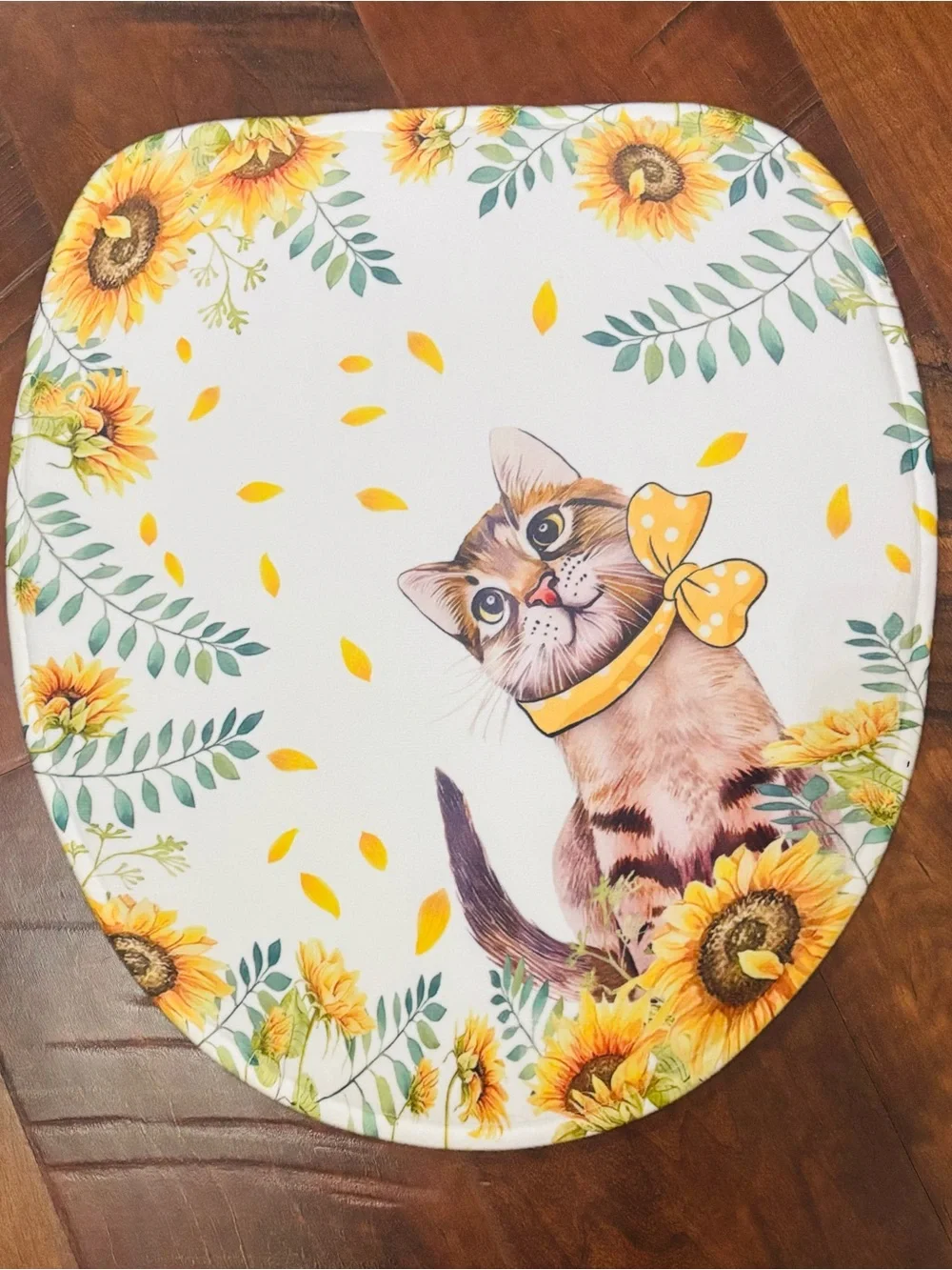 ADORABLE FUN 16pc Cat & Sunflower Bathroom Set